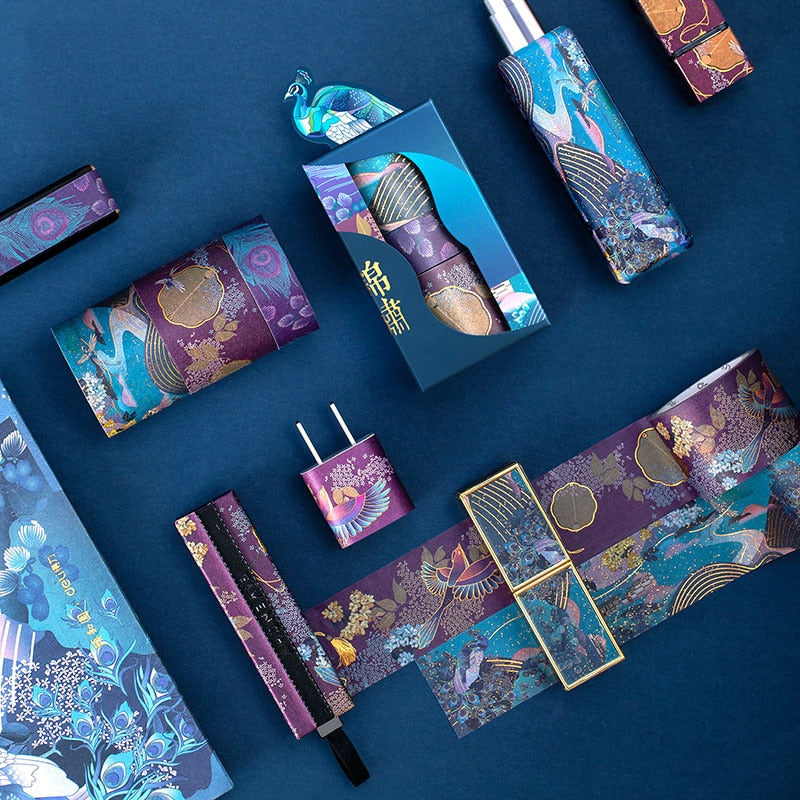 1 Set Peacock Chinoiserie Washi Tape