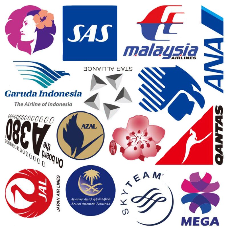 50Pcs/Set Airline Logo Travel Luggage Stickers