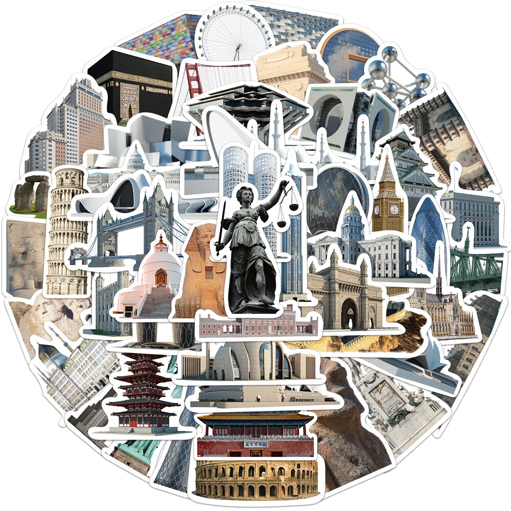 65pcs Travel World Famous Landmarks Stickers Aesthetic