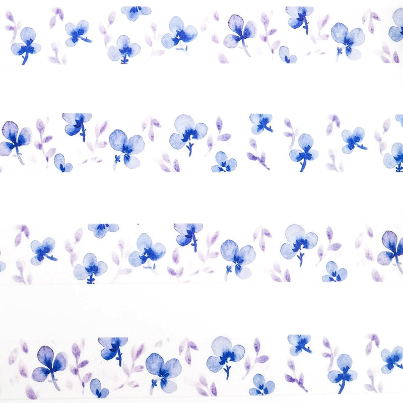1 Roll Blue Purple Flower Washi Tape