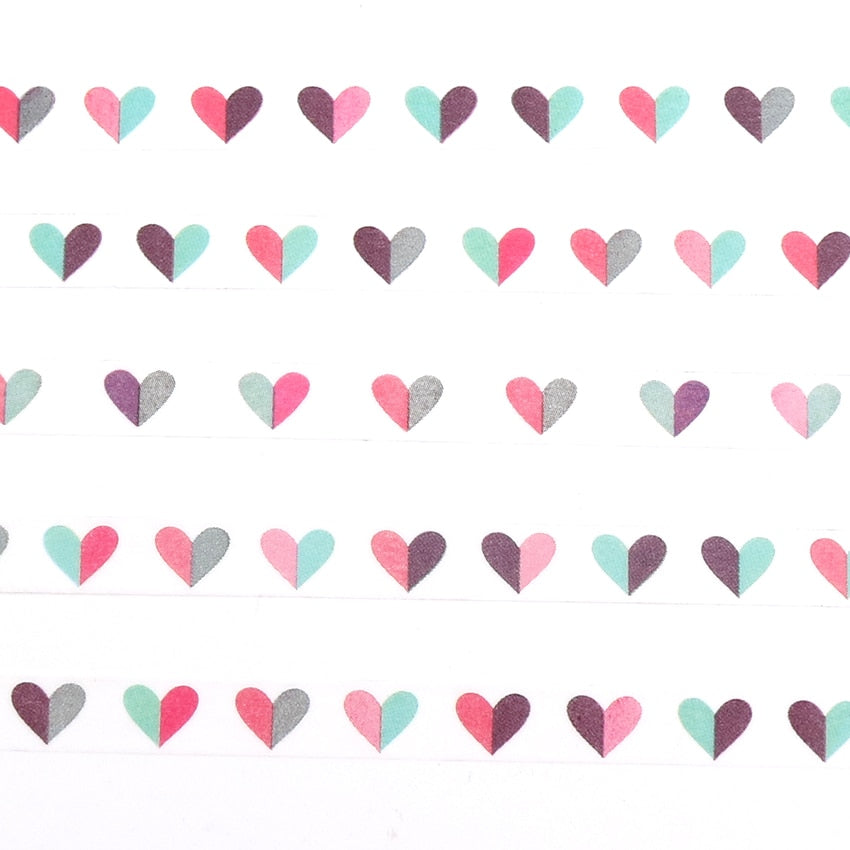 1 Pc Colorful Love HeartWashi Tape
