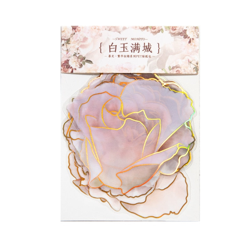 10 Pcs Large Size Gold edges Flower Stickers
