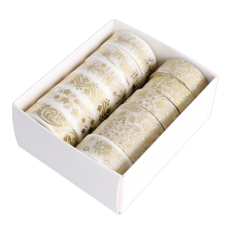 12 Pcs/Set Golde Foil Patterns Washi Tapes