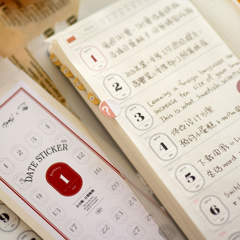 12 Sheets Monthly Full Year Calendar Stickers