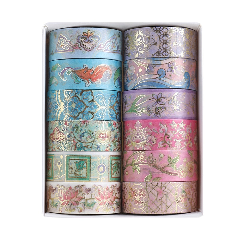 12 Pcs/Set Blooming Flower Washi Tapes