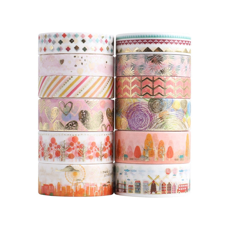 12 Pcs/Set Vibrant London City Washi Tapes