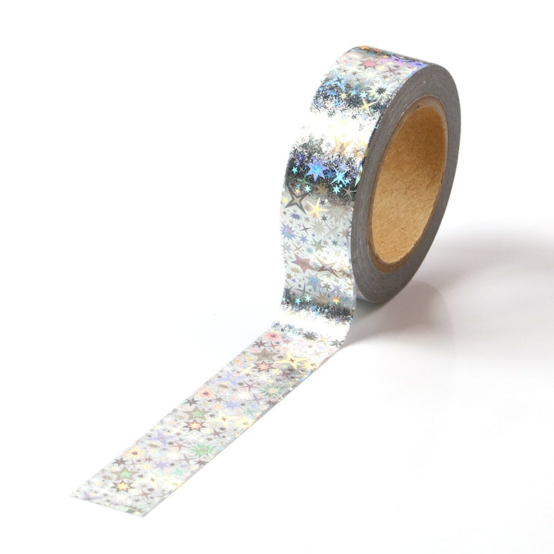 1 Roll Shining Stars Silver Foil Washi Tape