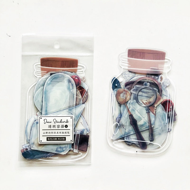 20 PcsBottle Clear Glassware Bottles Stickers