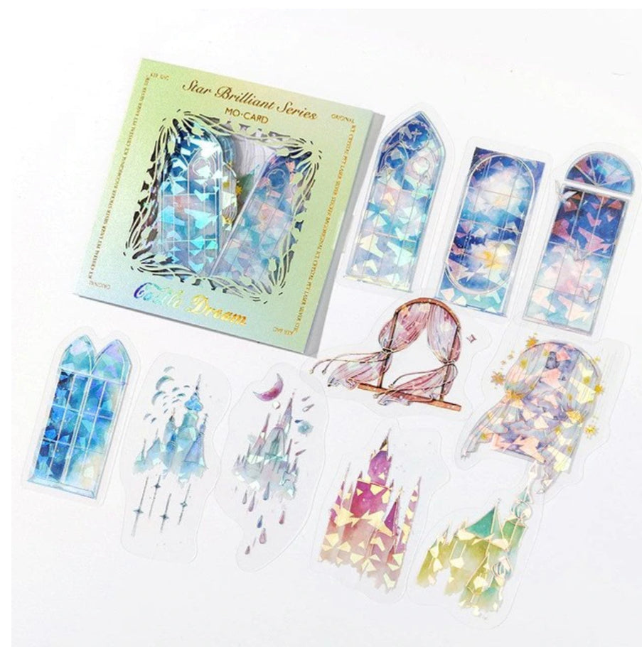 20 Pcs Hologram Sticker Sets Crysals - Butterflies - JellyFish - Flowers - Windows - Feathers