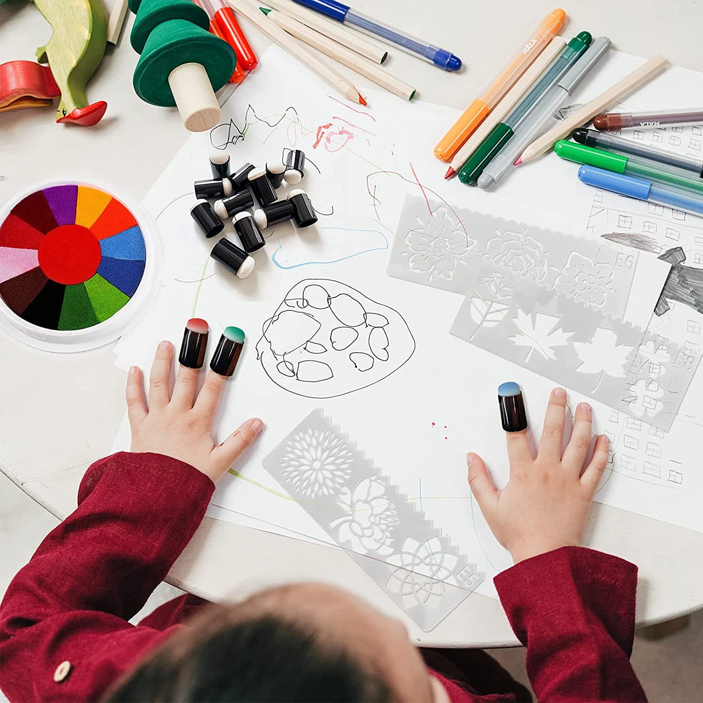 20 Pcs Art Color Finger Sponge Daubers Set