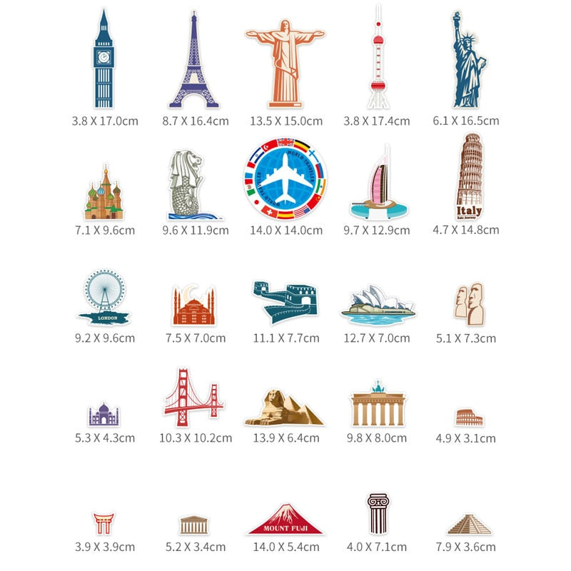 25 Pcs/Set Luggage Travel Stickers
