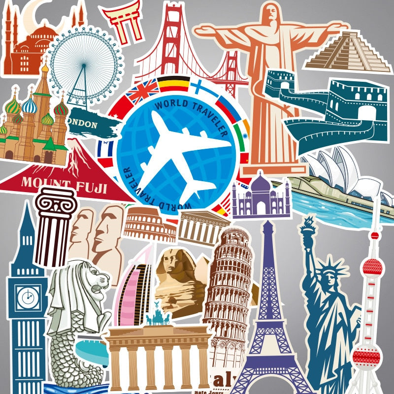 25 Pcs/Set Luggage Travel Stickers