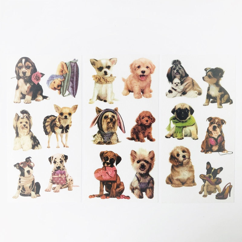 3 Sheets/Pack Dogs Decorative Stickers