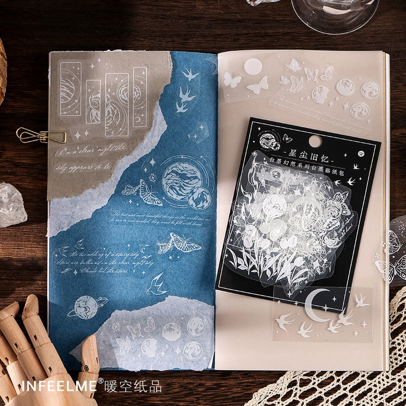 30 Pcs White Fantasy Sky Series Decorative Stickers