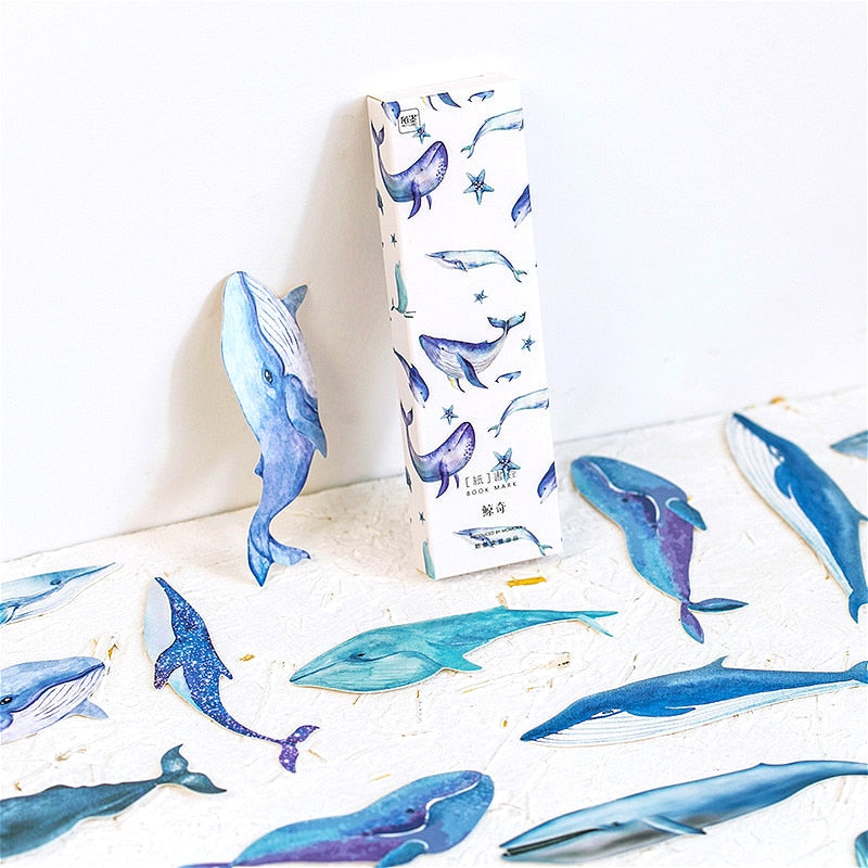 30 Pcs Blue Whale Paper Cards