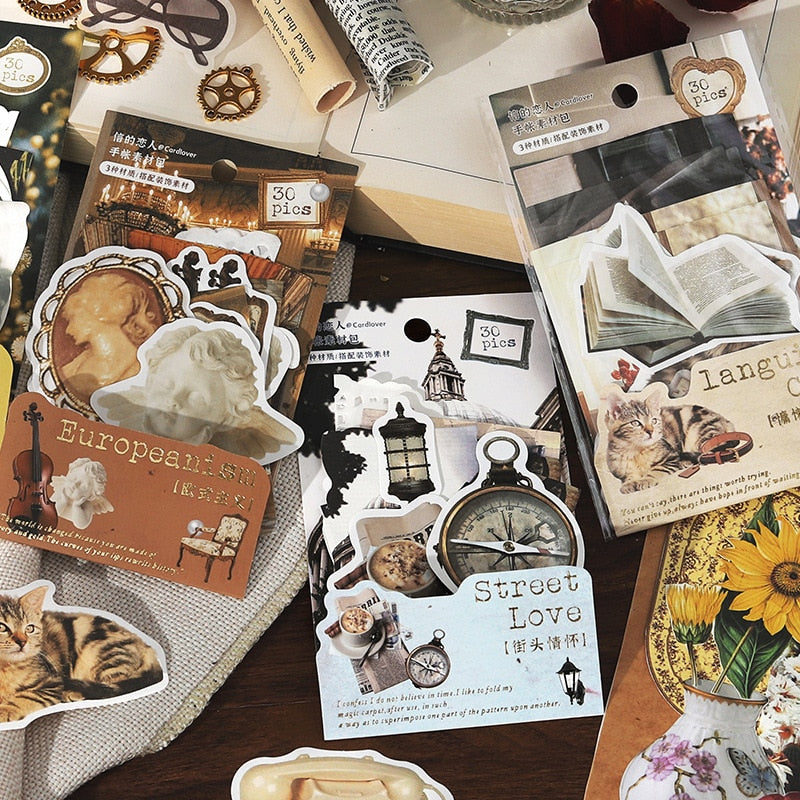 30 Pcs Retro Paper Cutouts