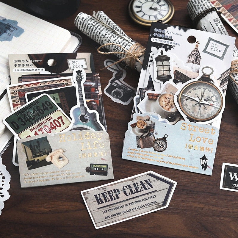 30 Pcs Retro Paper Cutouts