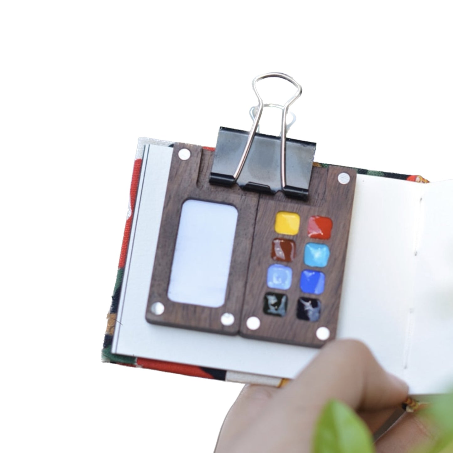 8 Colors Mini Clip-on Walnut/Cherry Watercolor Art Paint Box (Empty)