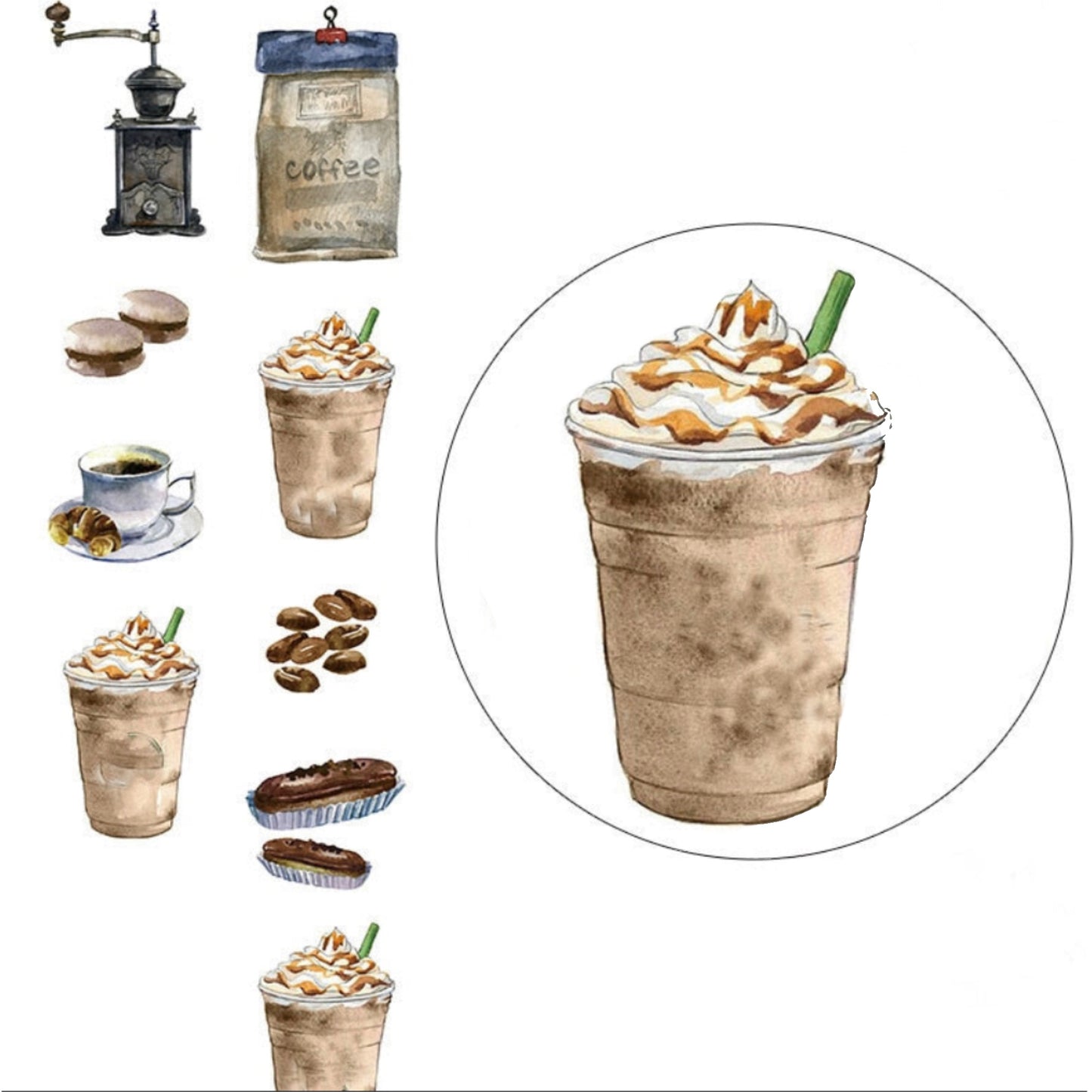 1 Roll Coffee Washi Tapes