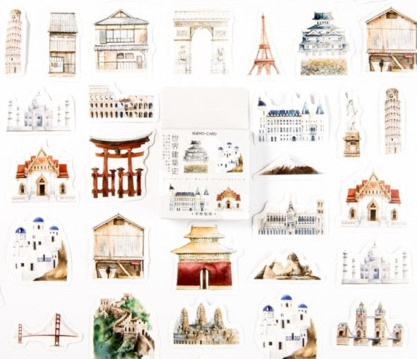 45 Pcs/Pack Travel Landmarks Stickers