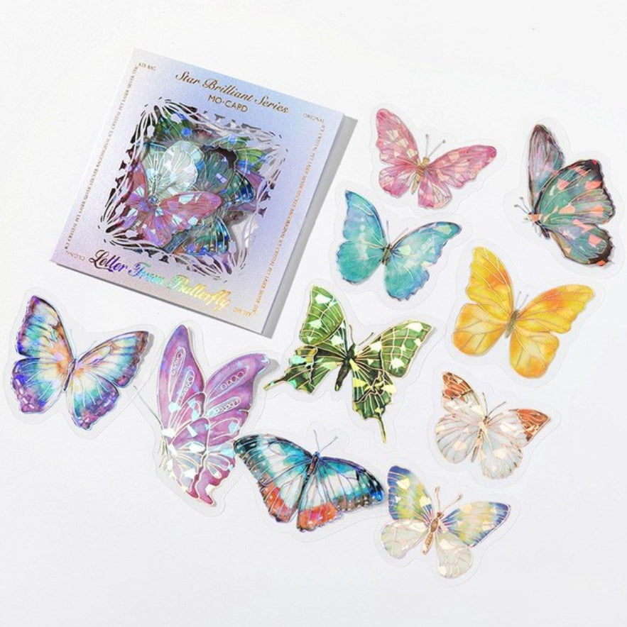 20 Pcs Hologram Sticker Sets Crysals - Butterflies - JellyFish - Flowers - Windows - Feathers