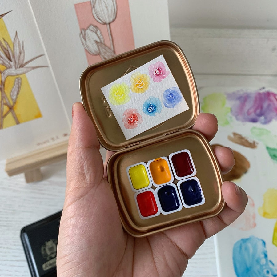 Copper Watercolor Metal Empty Tin Art Box