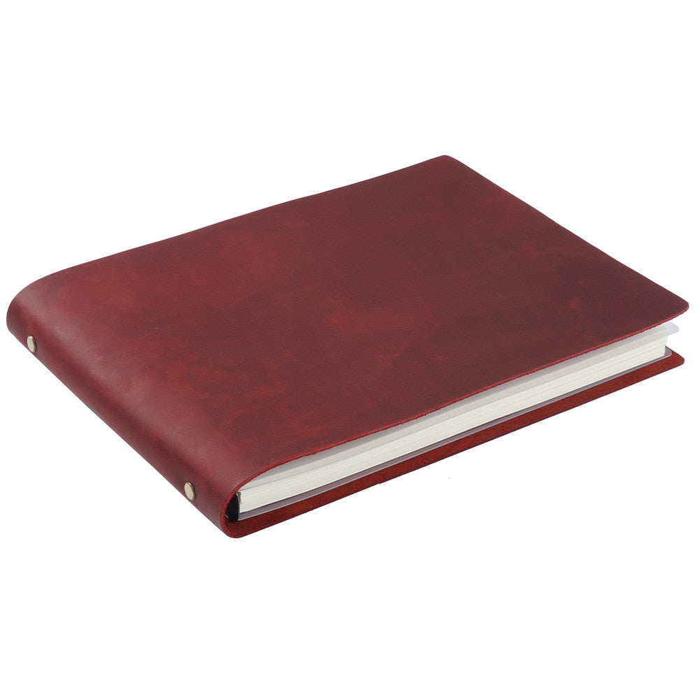 Leather A4 6 Ring Horizontal Sketch Book Journal