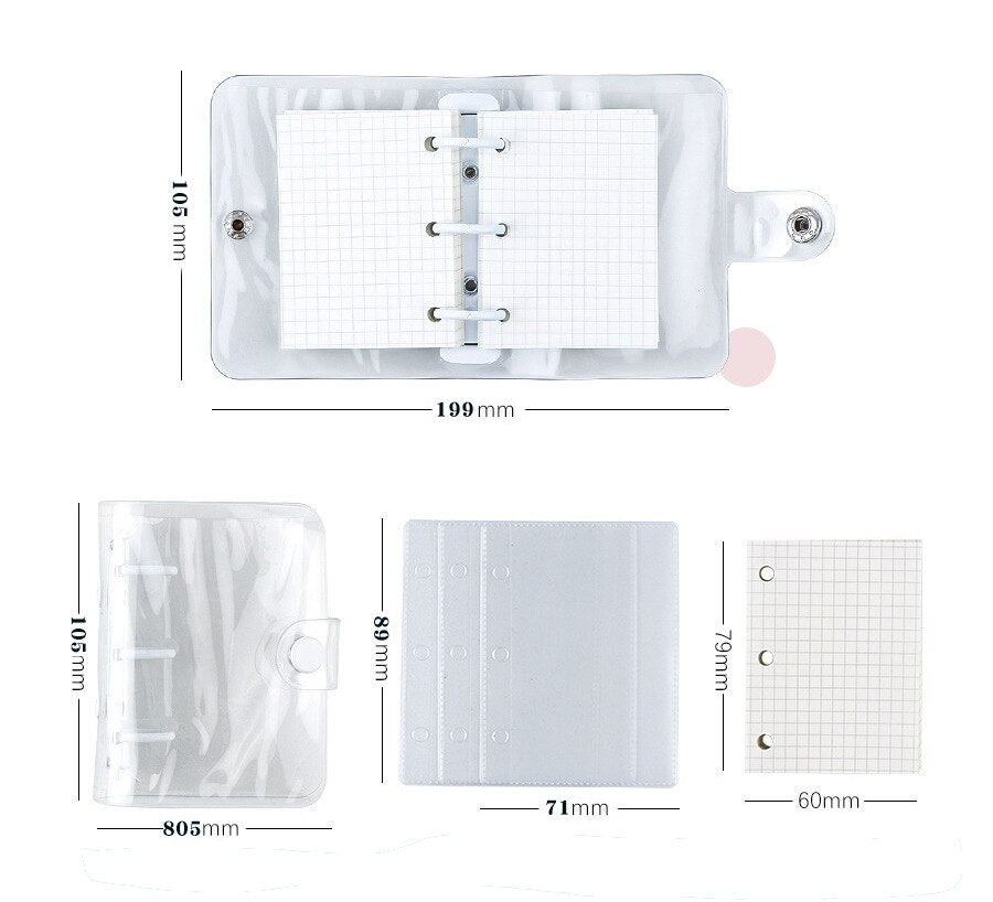 A9 3 Ring Mini Binder Notebook Cover Loose-leaf Refill 45 Sheets