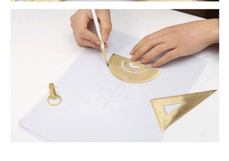 Brass Ruler Triangle Measurement Tools