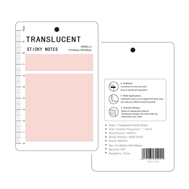 50 Sheets Transparent Paper Posted It Sticky Notepads