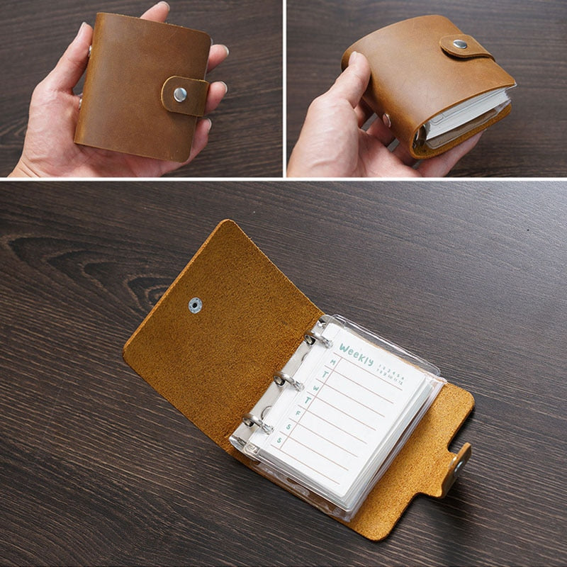 Genuine Leather A9 3 Ring Mini Planner
