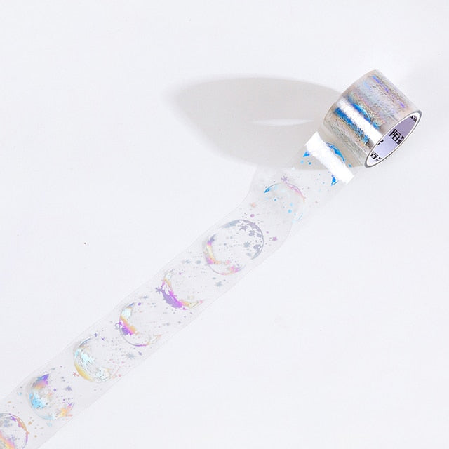 1 Roll Silver Foil Hologram Moon phase Washi Tape