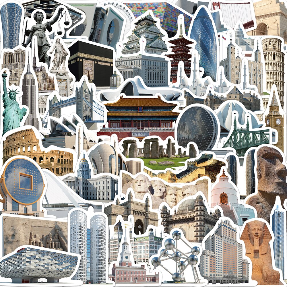 65pcs Travel World Famous Landmarks Stickers Aesthetic