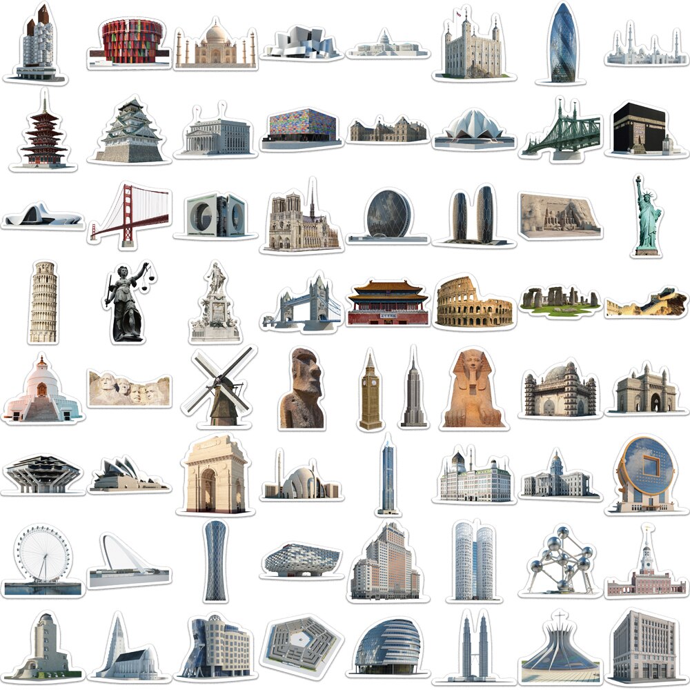 65pcs Travel World Famous Landmarks Stickers Aesthetic