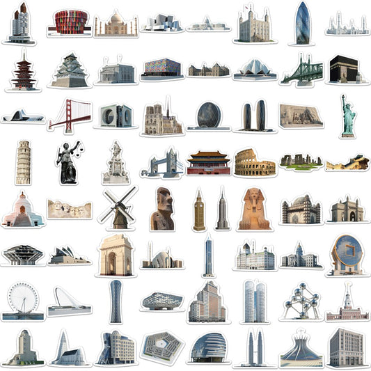 65pcs Travel World Famous Landmarks Stickers Aesthetic