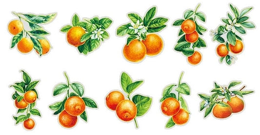10 Pcs Gold Orange Tree PVC Stickers