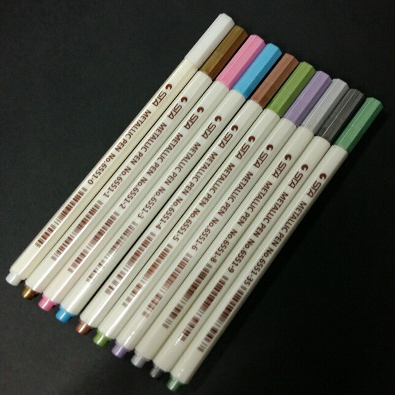10 Pcs/Set Metallic Soft Brush Markers