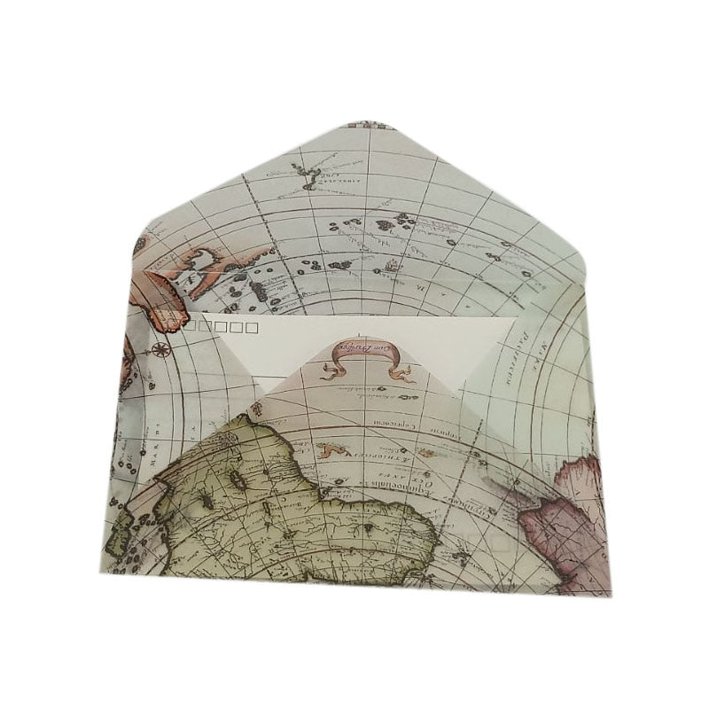 10 Pcs/lot Vintage World Map Acetate Envelope