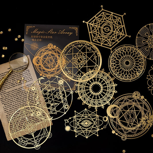 10 Sheets Gold Astral Cutout Cards