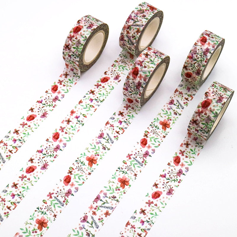 1 Roll Poppy Flowers Washi Tape