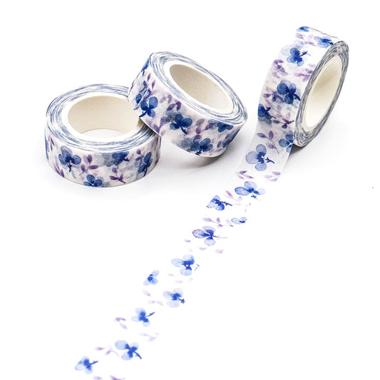 1 Roll Blue Purple Flower Washi Tape