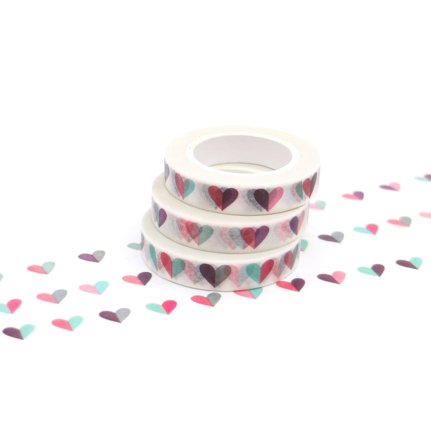 1 Pc Colorful Love HeartWashi Tape