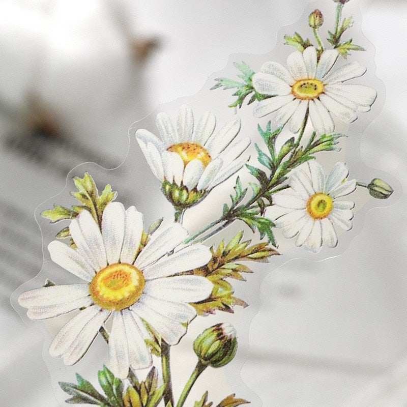 11 Pcs/Pack Floral Transparent Stickers