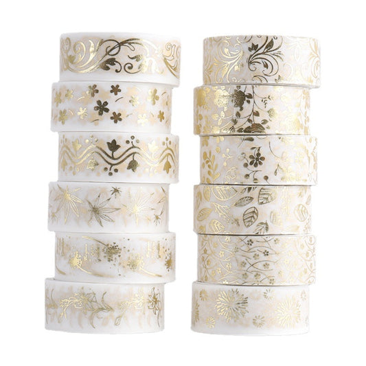 12 Pcs/Set Golde Foil Patterns  Washi Tapes