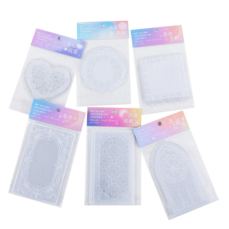 12 Pcs White Lace Hollow Designes Stickers
