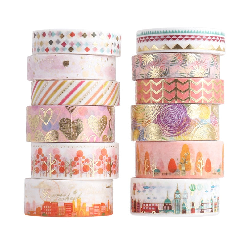 12 Pcs/Set Vibrant London City Washi Tapes
