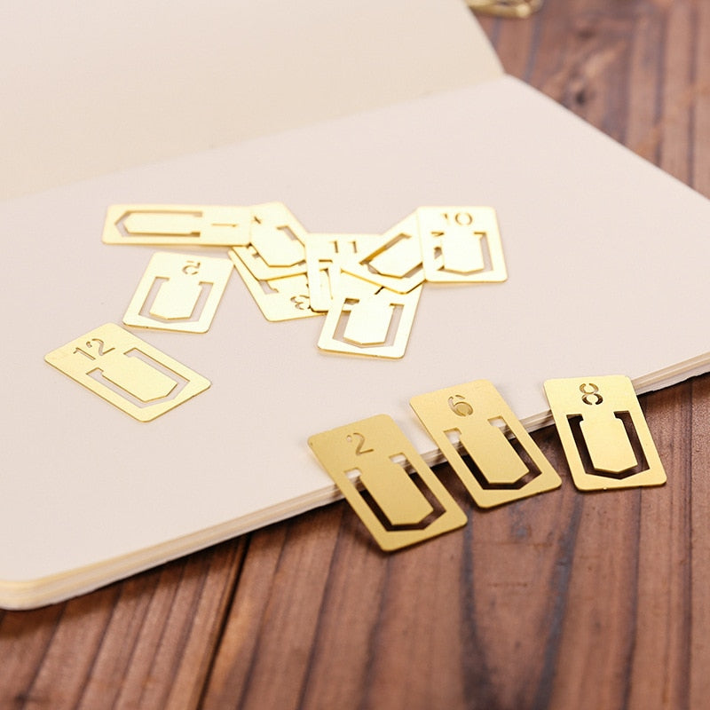 12pcs Copper Retro Metal Bookmark