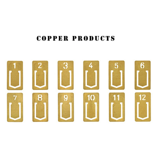 12pcs Copper Retro Metal Bookmark