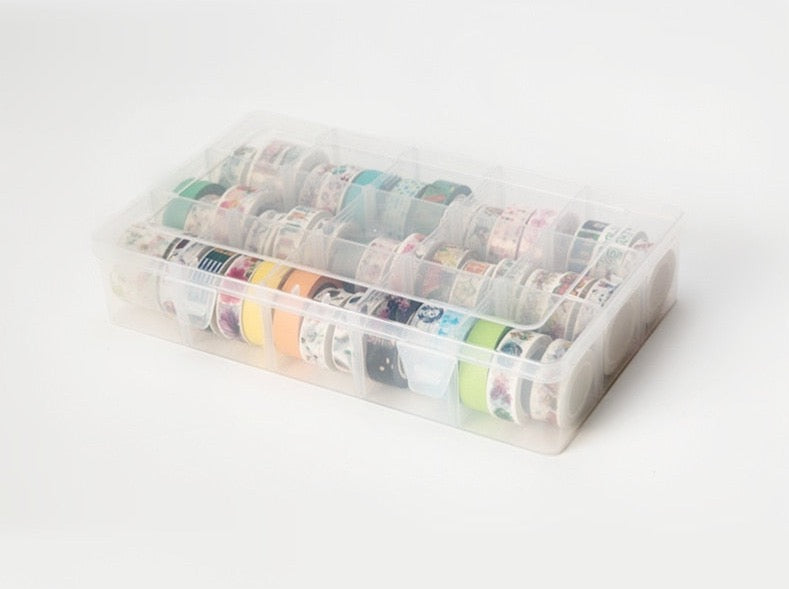 15 Compartments Clear Craft Washi Tape or Sticker Organizer Storage Box