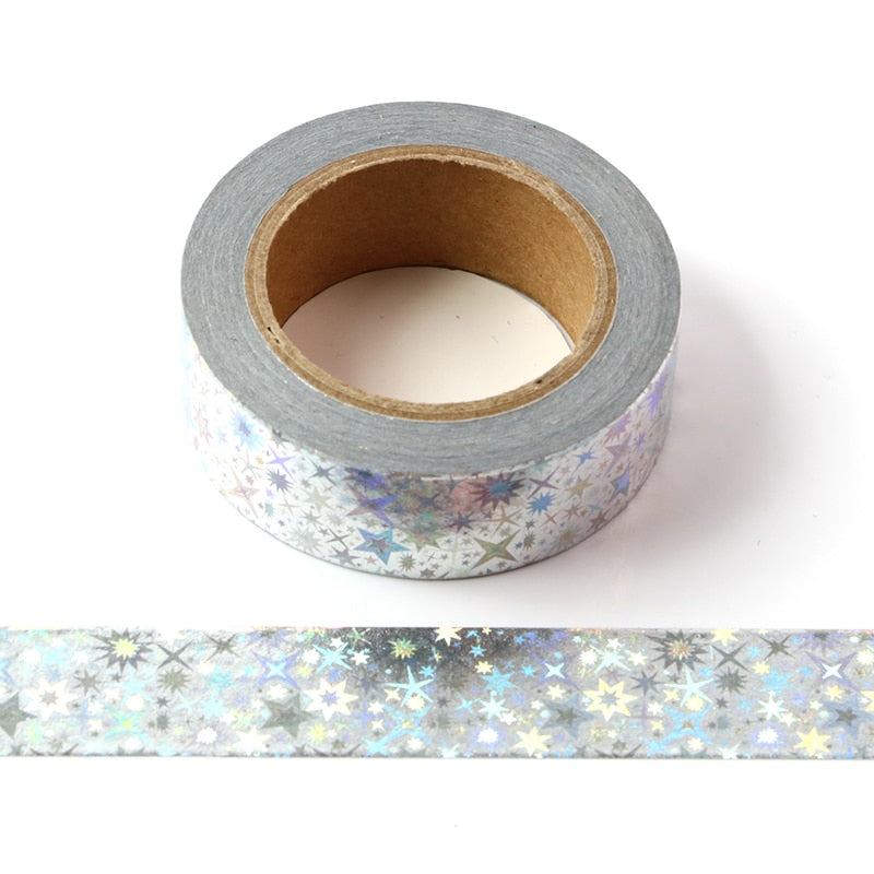 1 Roll Shining Stars Silver Foil Washi Tape